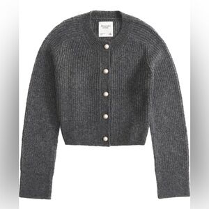 Abercrombie and Fitch Crew Pearl Button Cardigan in Dark Grey Size Medium